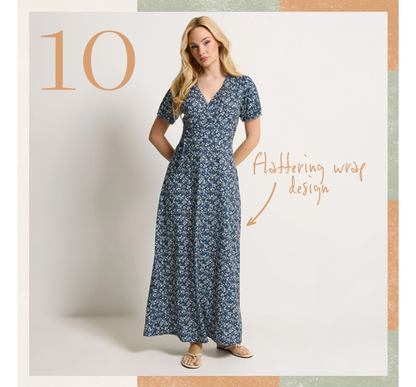 M&Co Navy Blue Ditsy Floral Print Wrap Dress