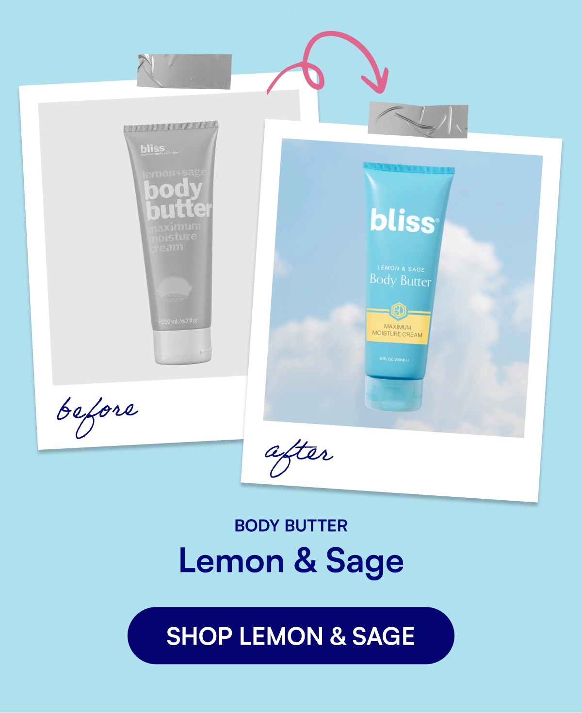 before after Body Butter Lemon & Sage SHOP LEMON & SAGE