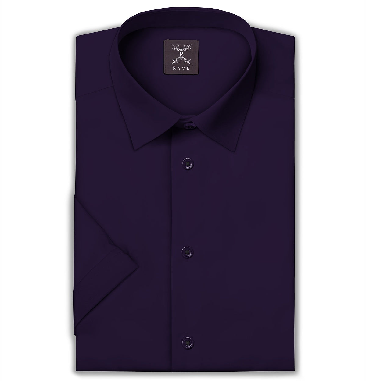 Image of Wrinkle-Resistant - Semi-Spread Collar - Short Sleeve - Deep Purple