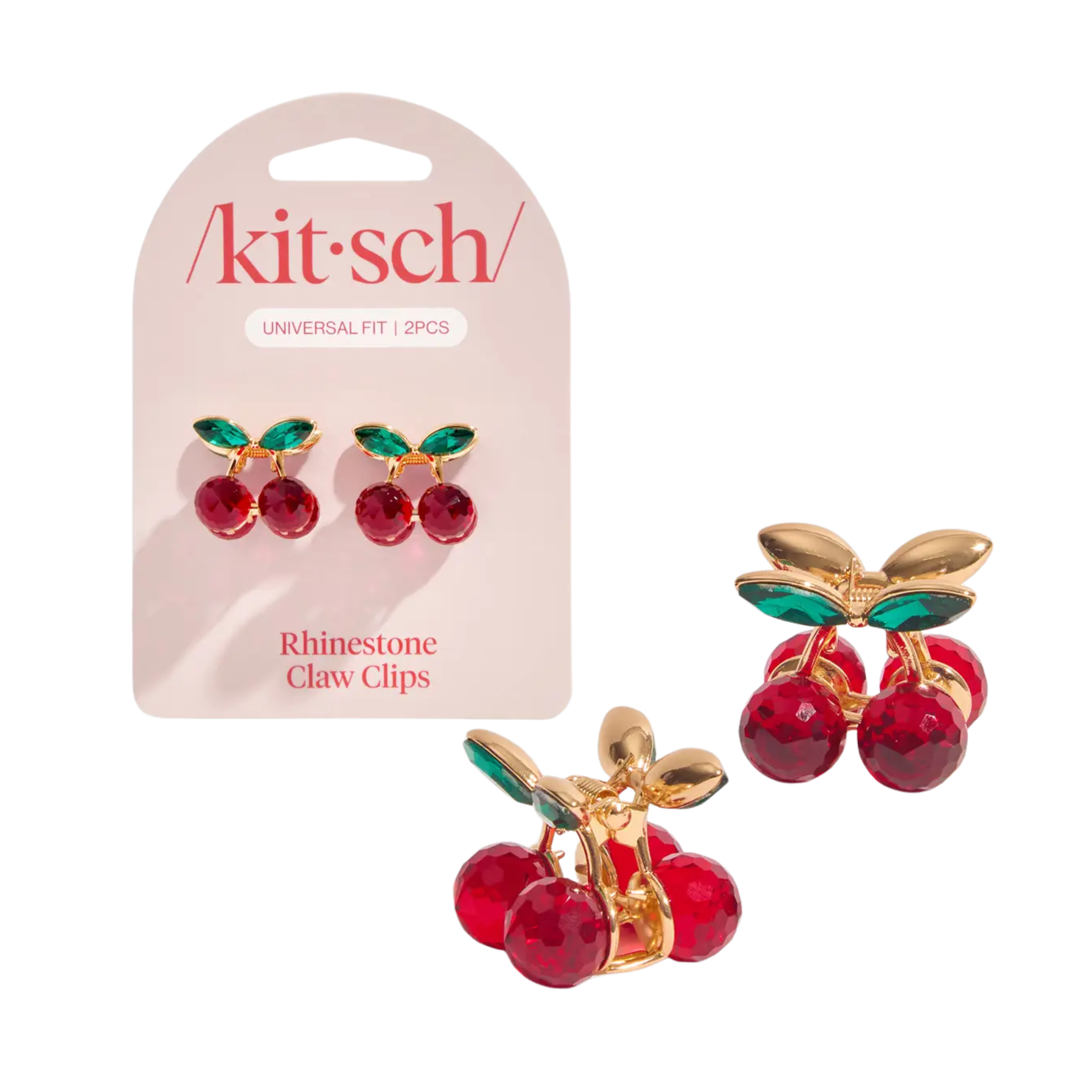 Image of Mini Rhinestone Claw Clips 2pc Set - Cherry