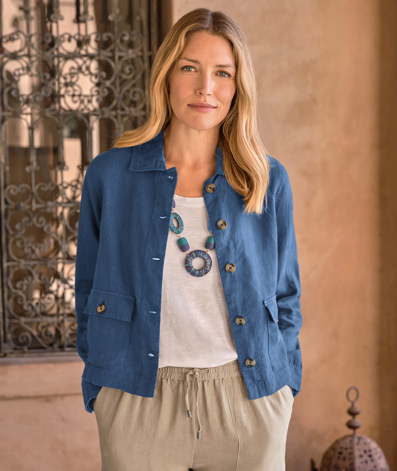 Collared Lightweight Linen Jacket