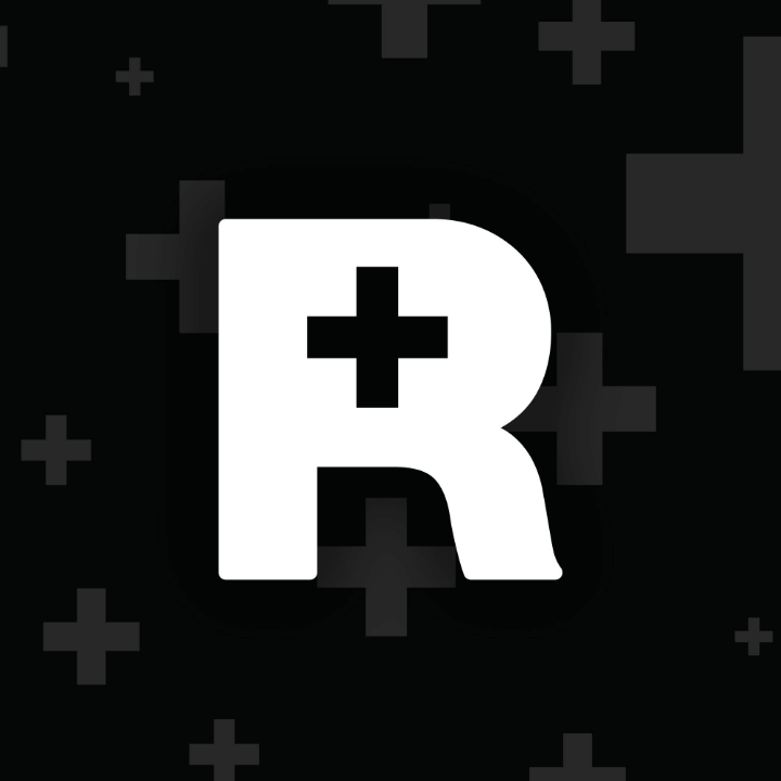 White logo on black background featuring a bold letter R with a cross, labeled Rescue Data Recovery Services