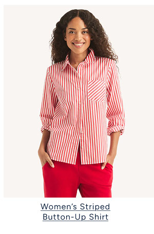 women's striped button-up shirt
