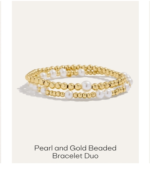 Pearl and Gold Beaded Bracelet Duo