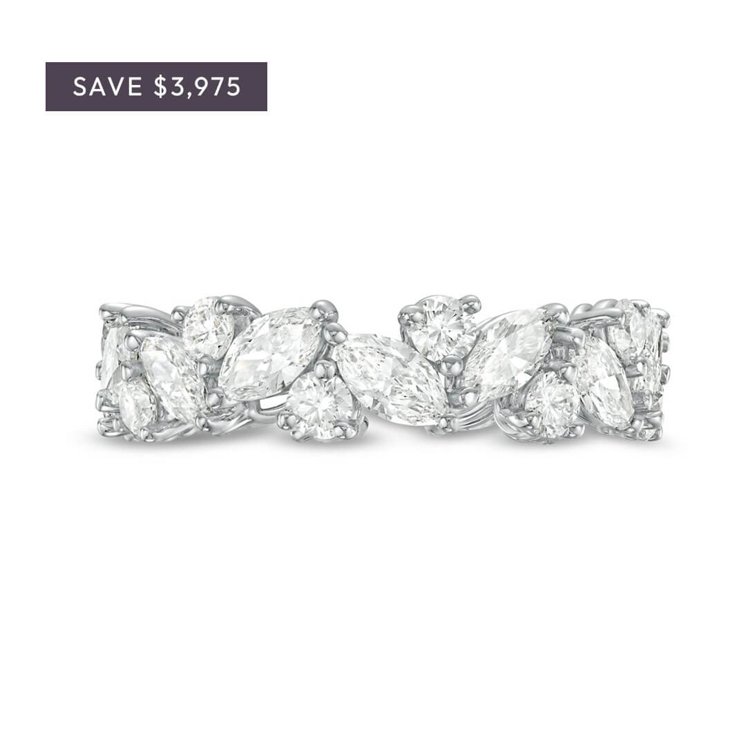 Marquise and round diamond band