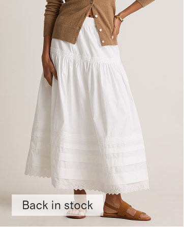 100% Organic Cotton Poplin Pintuck Maxi Skirt