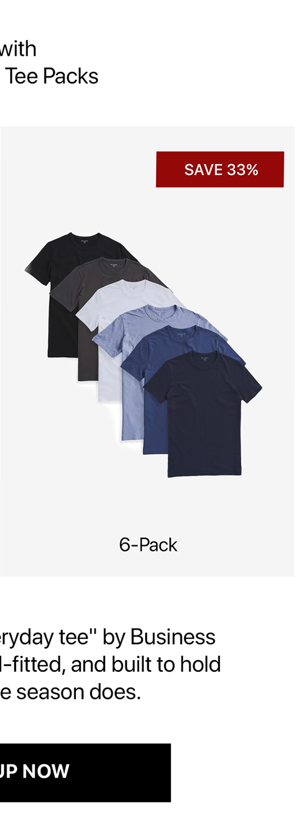 Classic Crew Driggs Tee 6-pack