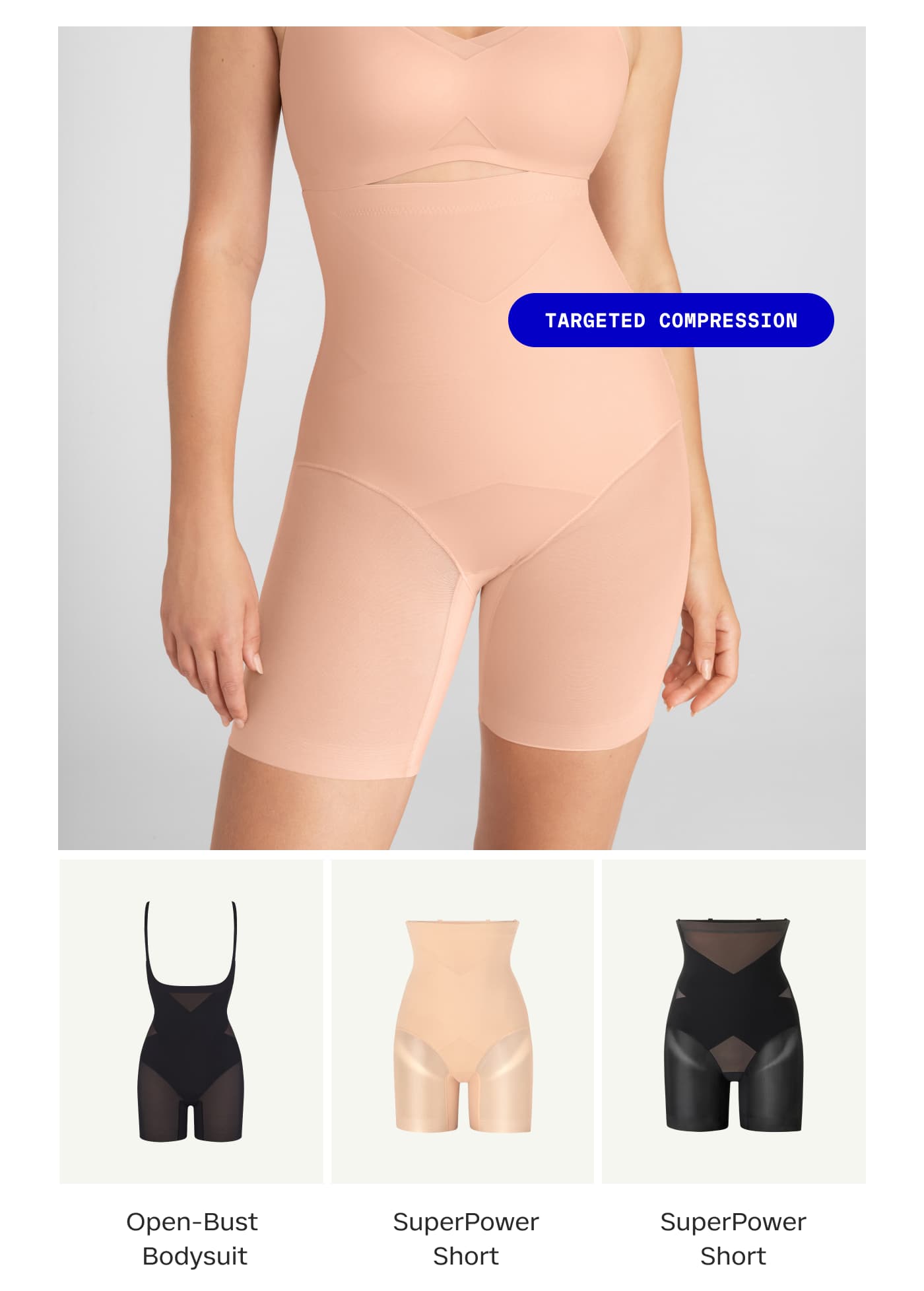 TARGETED COMPRESSION | Open-Bust Bodysuit | SuperPower Short | SuperPower Short