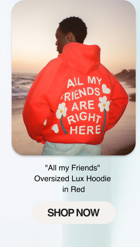 "All my Friends" Oversized Lux Hoodie in Red