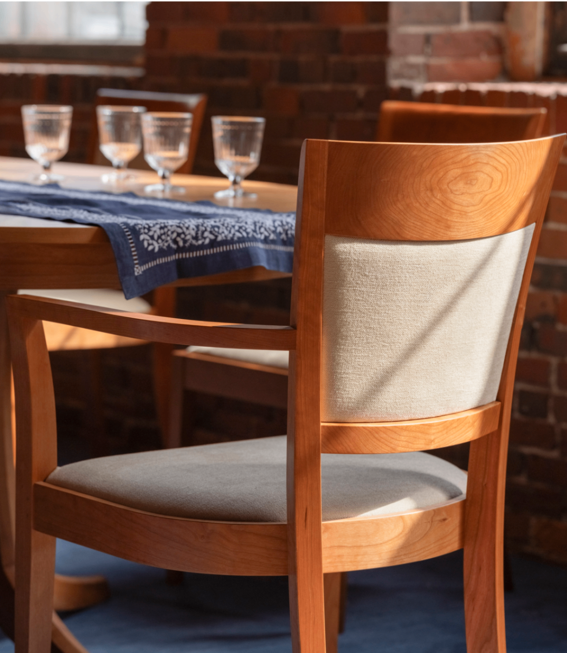 The Back of a Harpswell Arm Chair with back in cherry
