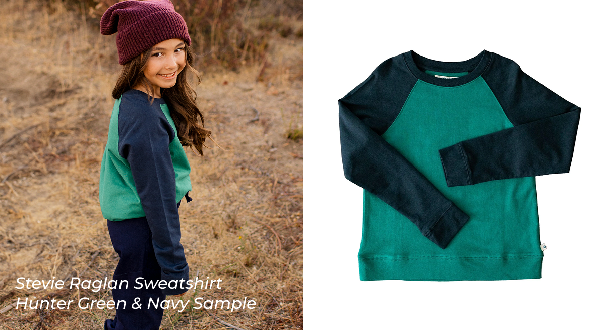 Stevie Raglan Sweatshirt Hunter Green Sample