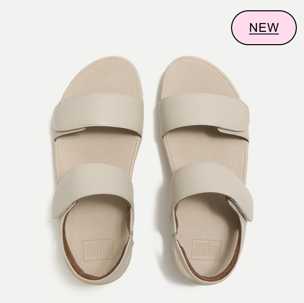 LULU Adjustable Leather Sandals Cool Taupe