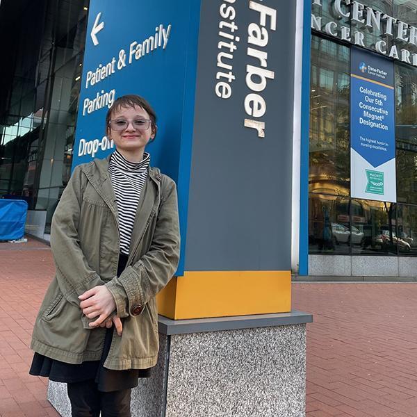 Paris Prinsen passes Dana-Farber walking to and from her college classes, a reminder of all she&rsquo;s gone through.