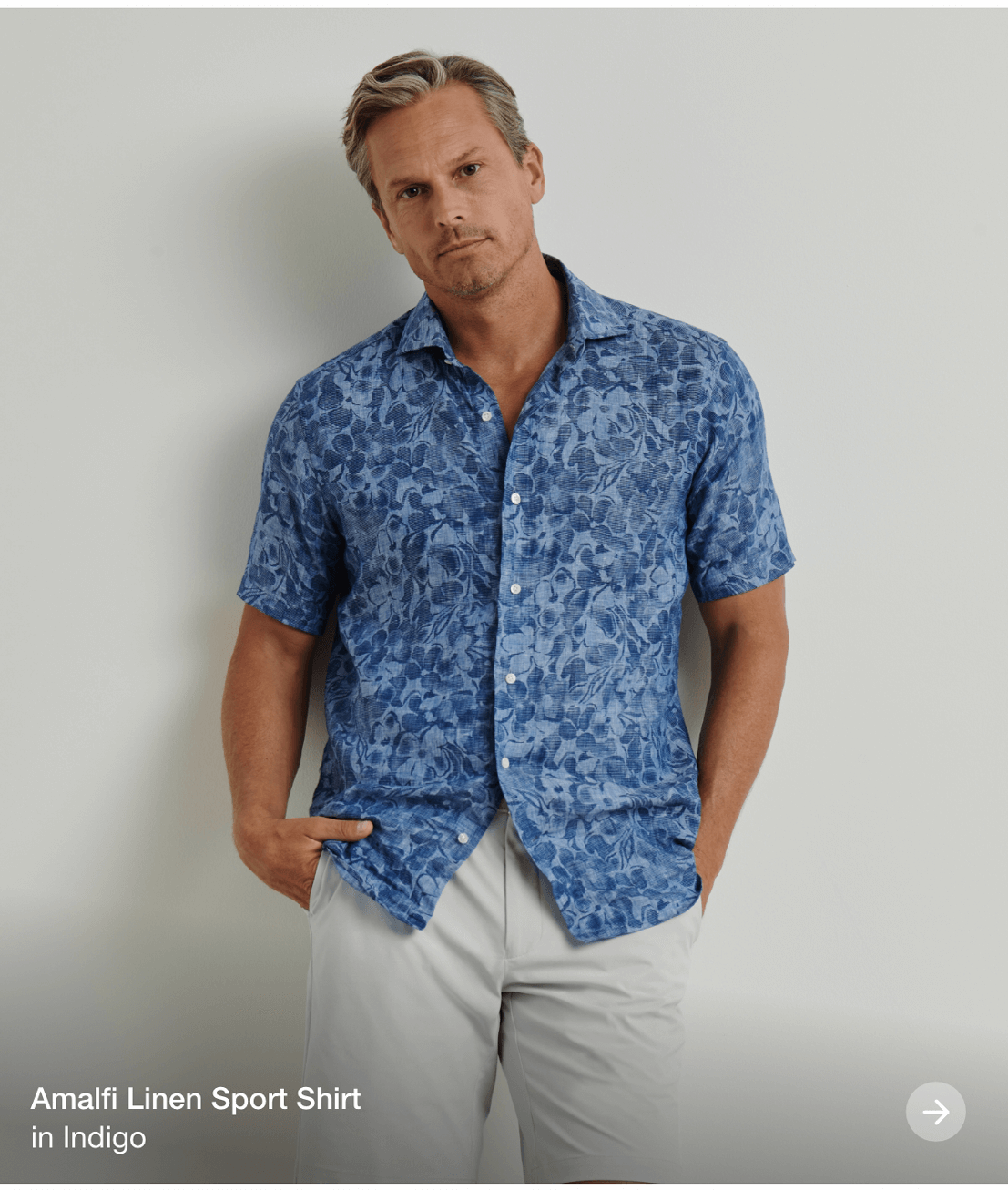 Amalfi Linen Sport Shirt in Indigo