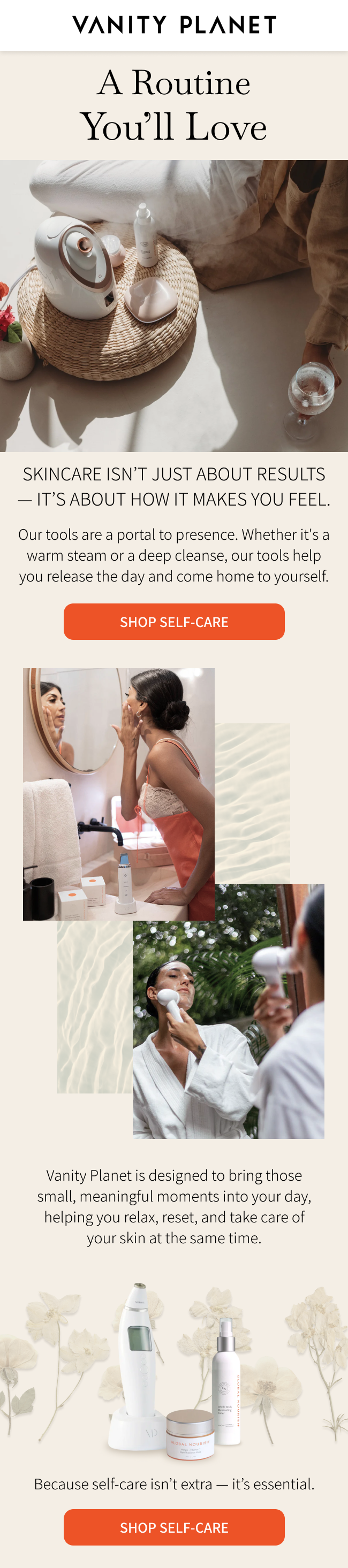 Our tools are a portal to presence. Whether it's a warm steam or a deep cleanse, our tools help you release the day and come home to yourself.