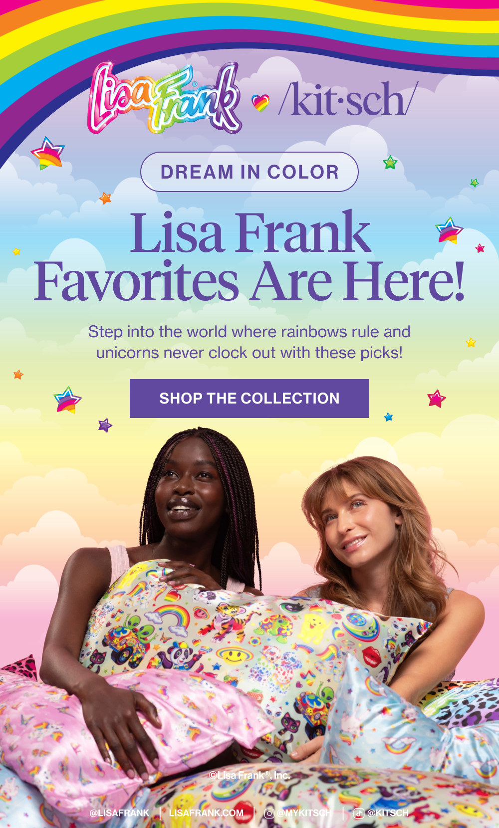 Lisa Frank x kitsch. It’s here! The collab you’ve been daydreaming about has officially landed.