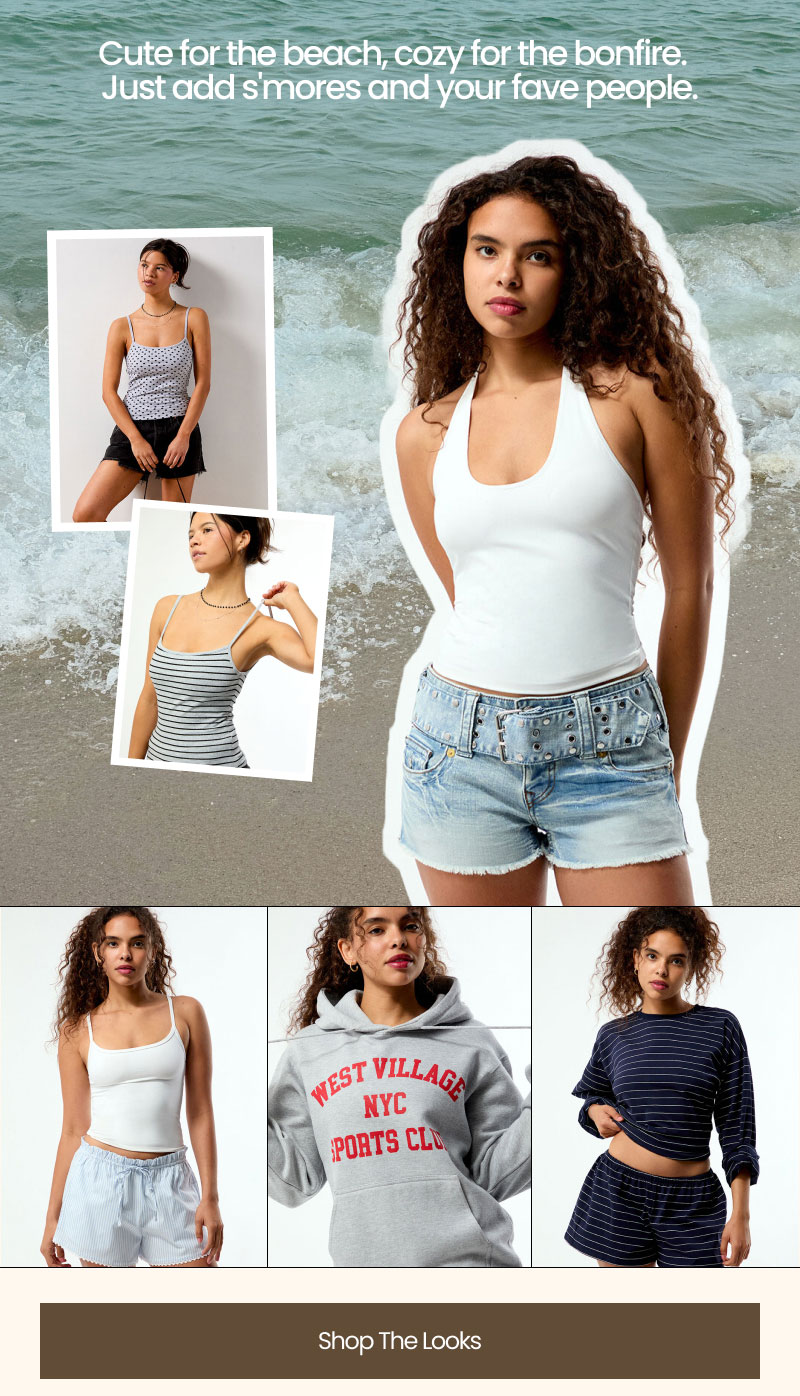 Cute for the beach, cozy for the bonfire.  Just add s'mores and your fave people.  Shop The Look