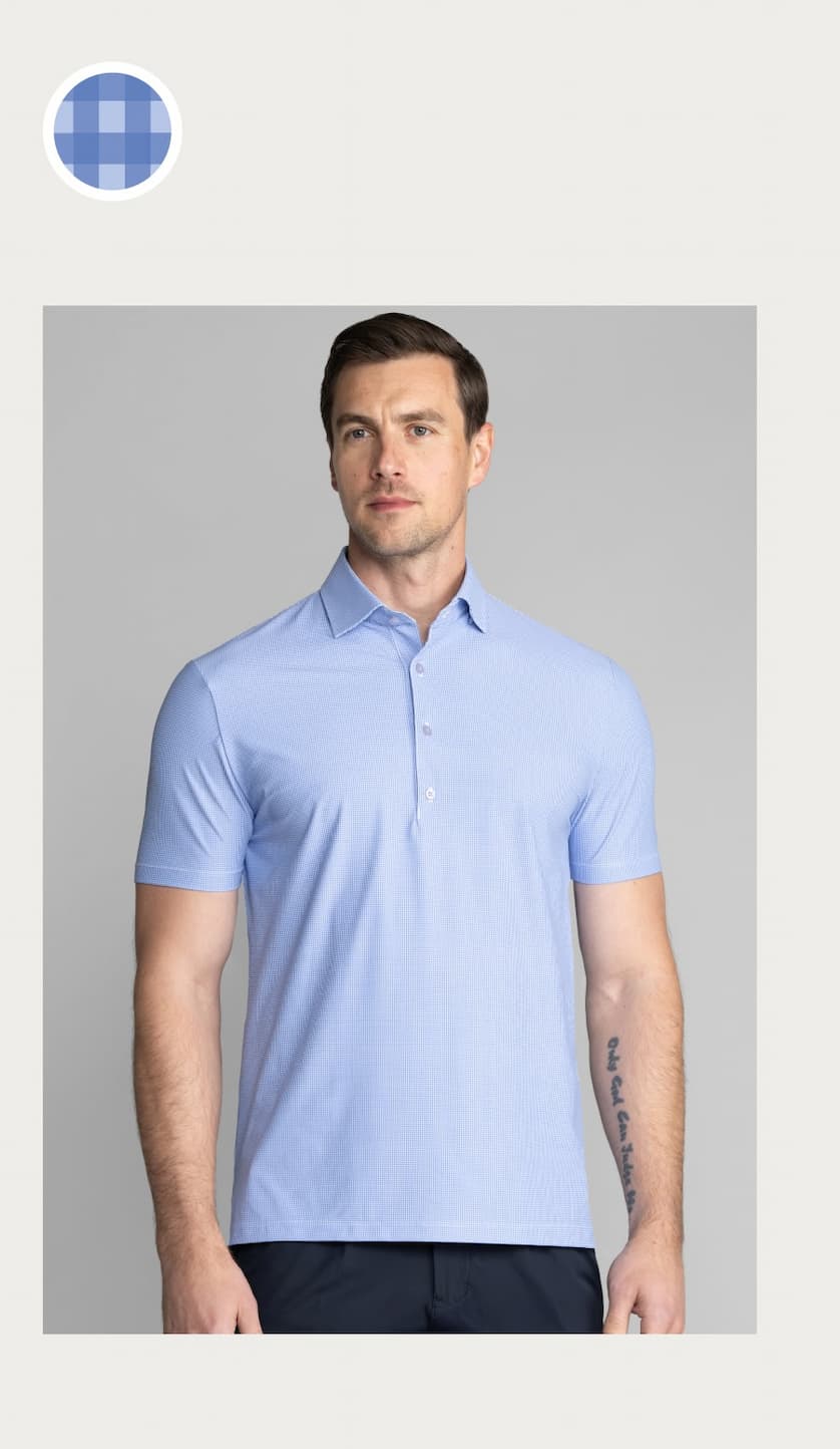 Event Polo Windowpane - Blue Puppytooth