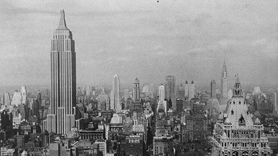 Old photo of the Empire State Building.