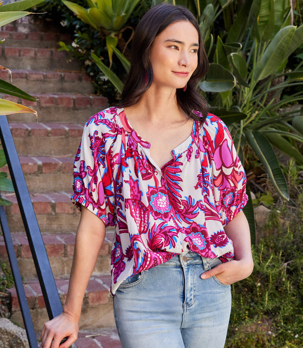 Image of Short Sleeve Peasant Top
