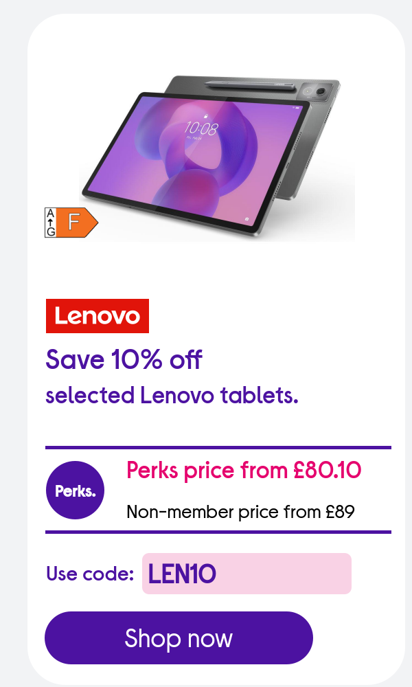 Get 10% off Lenovo Tablets