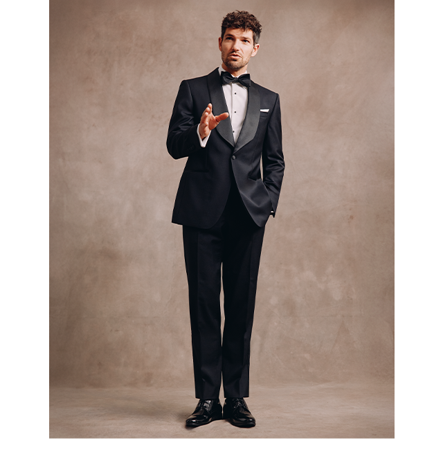 Tailored Fit Black Twill Dress Suit