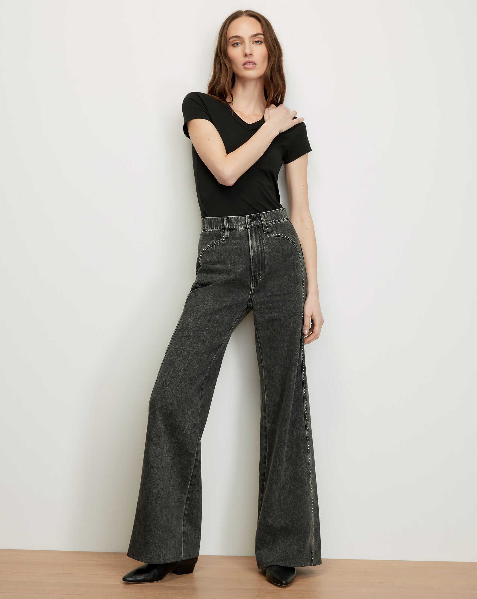 Image of Grant Studded Wide-Leg Jean