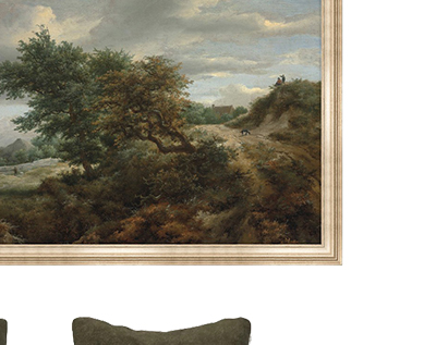 Kaiden Updated Traditional Green Landscape Silver Leaf Frame Painting 2 - 20x26
