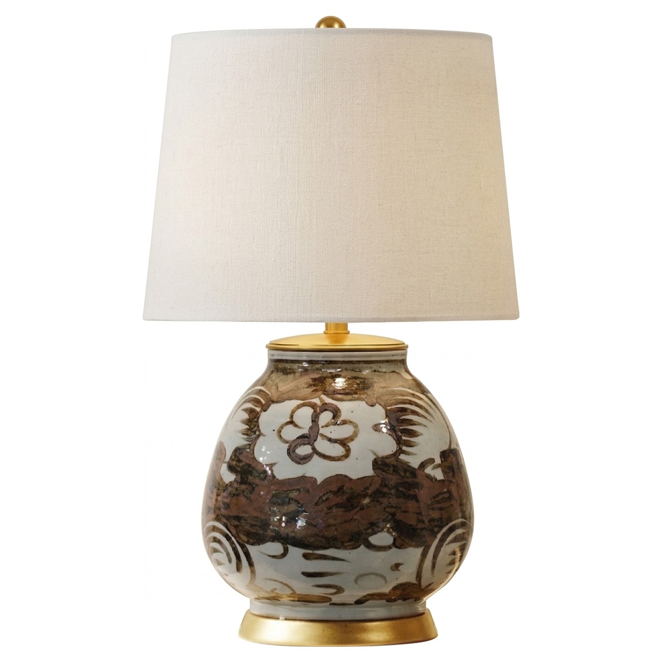 Image of Zinnia Updated Traditional Brown Floral Porcelain Table Lamp