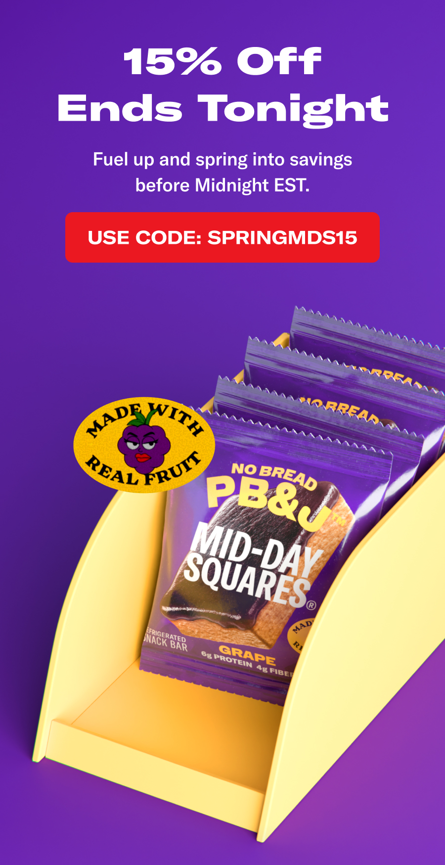 15% Off Ends Tonight! Fuel up and spring into savings before Midnight EST.