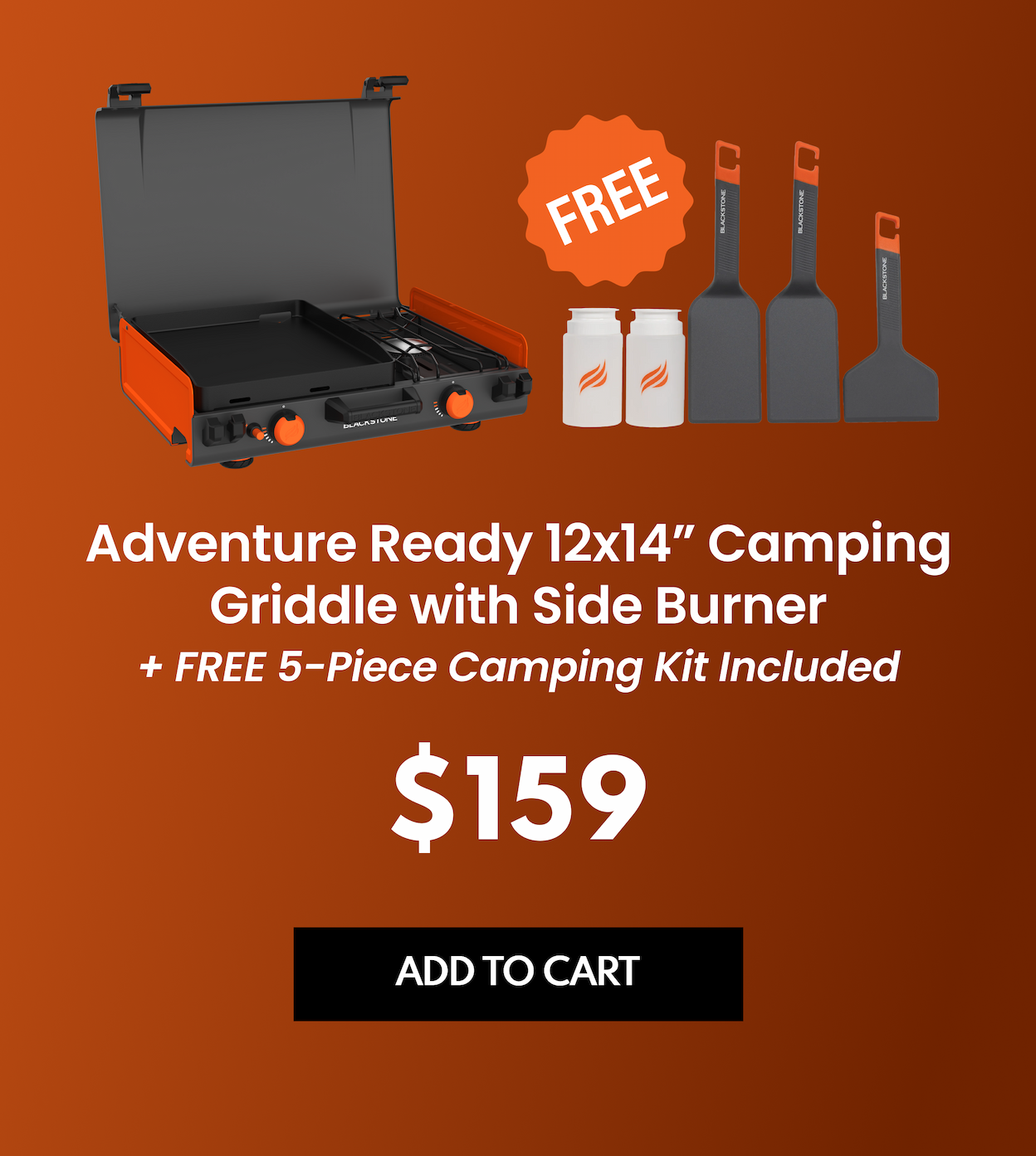 Adventure Ready 12x14” Camping Griddle with Side Burner 