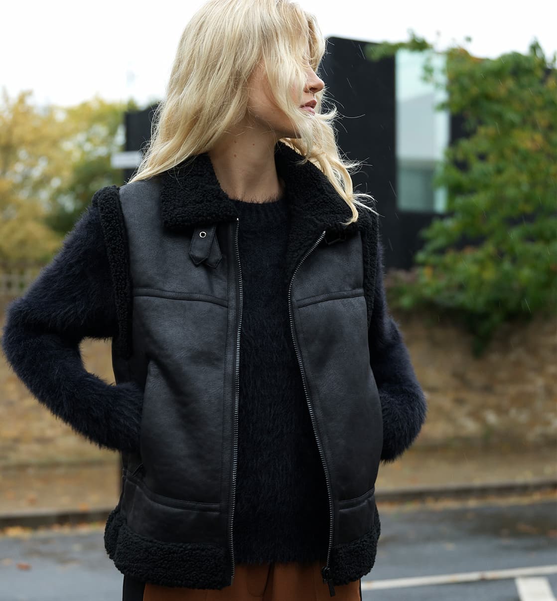 Camry Faux Suede Sleeveless Gilet