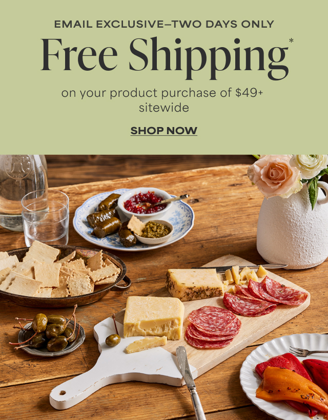 EMAIL EXCLUSIVE - TWO DAYS ONLY - Free Shipping on your product purchase of $49+ sitewide  