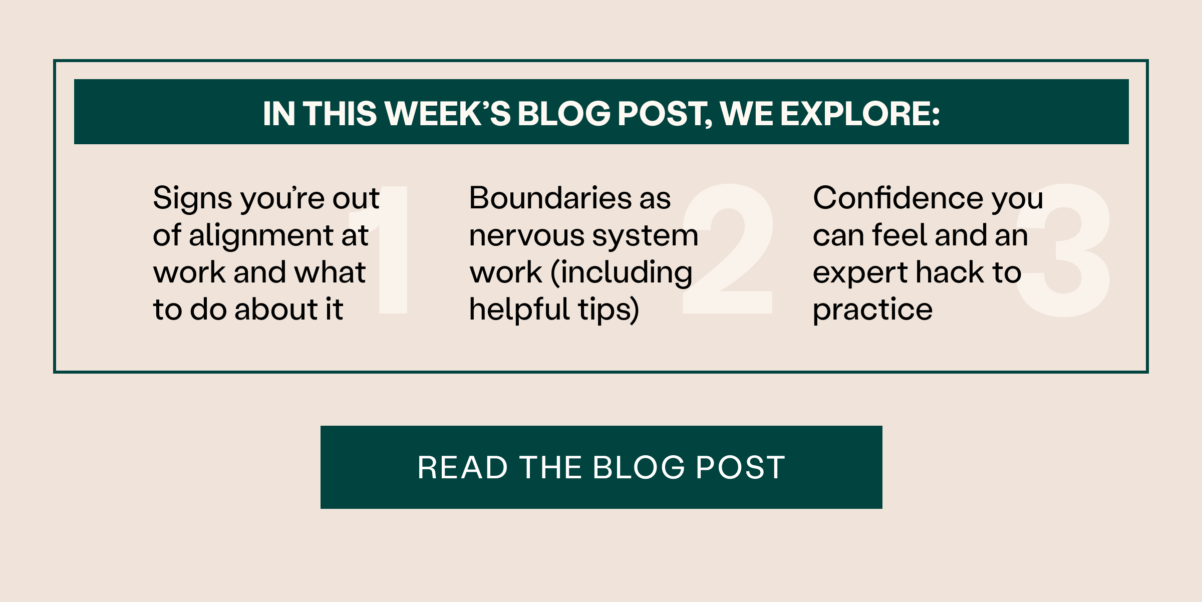 This week's blog post explores alignment, boundaries, and confidence at work and in life. Read The Blog Post >
