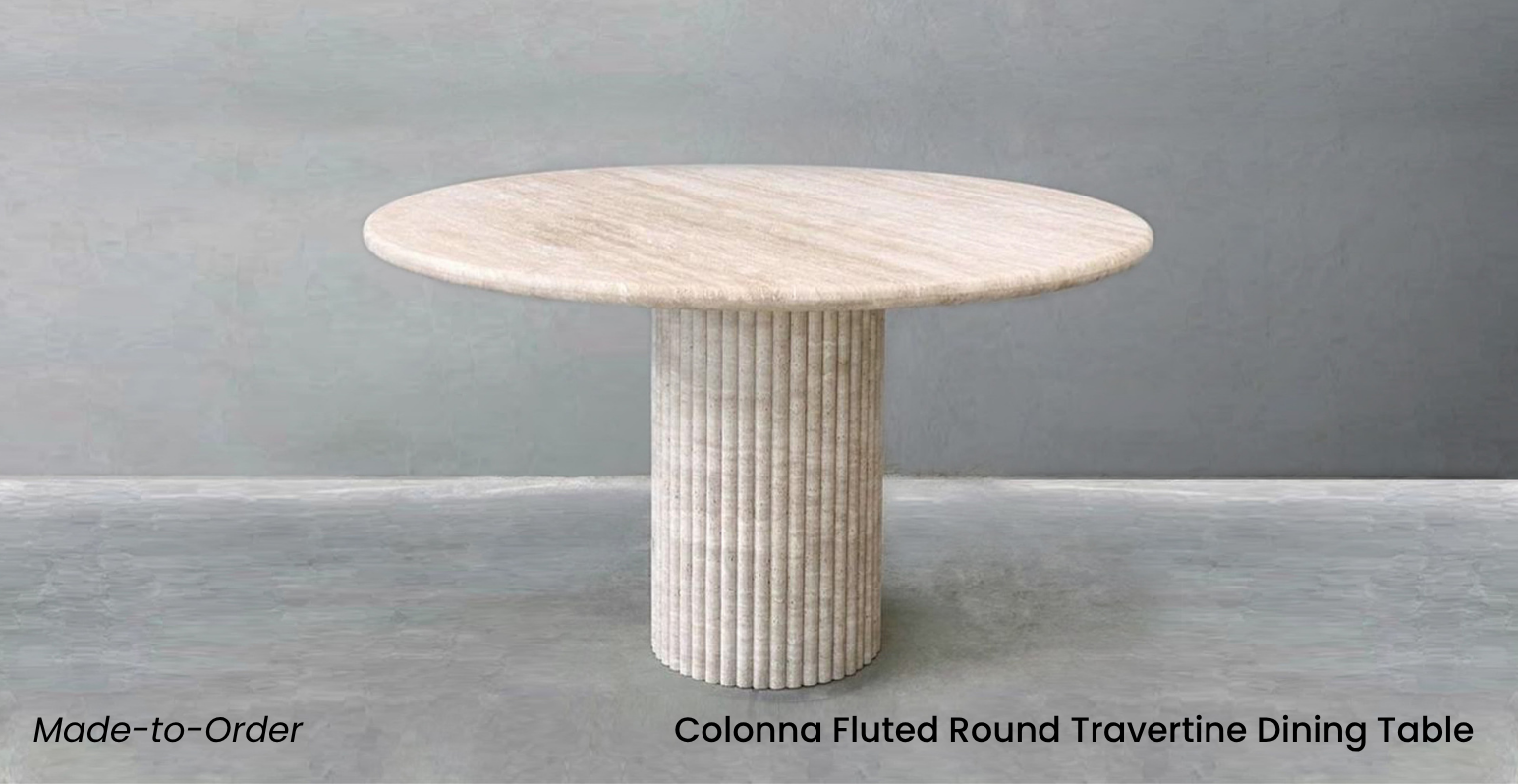 Colonna Fluted Travertine Dining Table