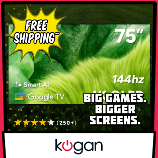Kogan 75" QLED 4K 144Hz Smart AI Google TV Product Image