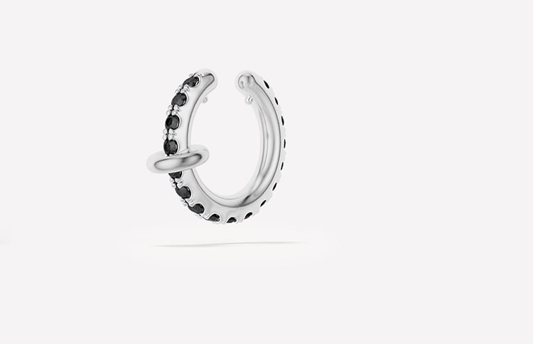Spinelli Kilcollin : ELARA SILVER NOIR EAR CUFF (SINGLE)
