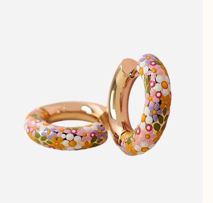Botanical Wildflower Gold Or Silver Chunky Hoop Earrings
