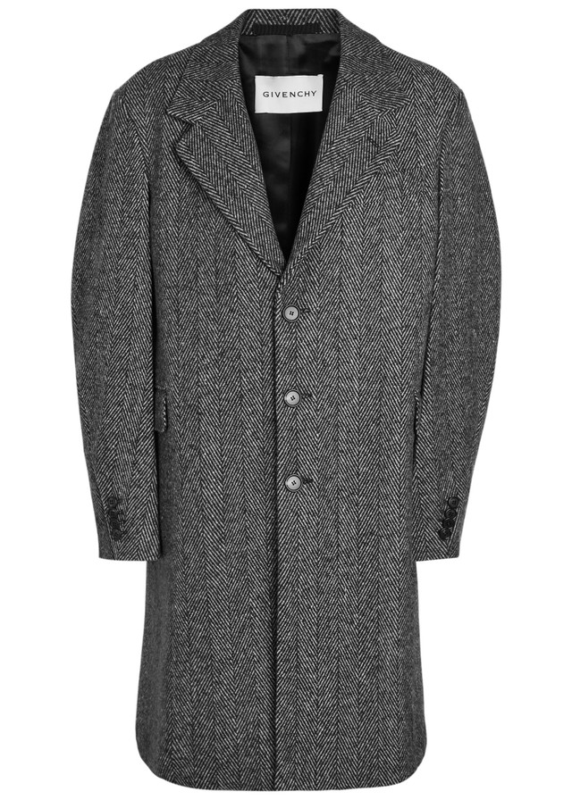 GIVENCHY Chevron-intarsia wool-blend coat