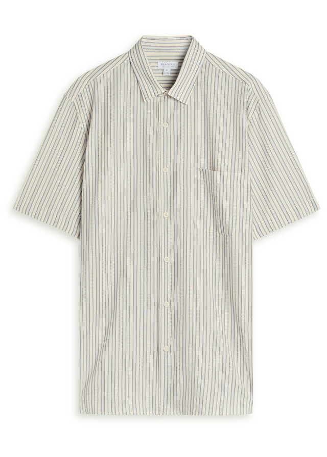 SUNSPEL Striped embroidered cotton shirt