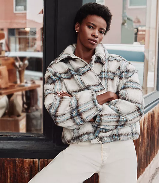 Plaid Boucle Bubble Jacket
