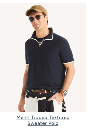 Men's tipped textured sweater polo