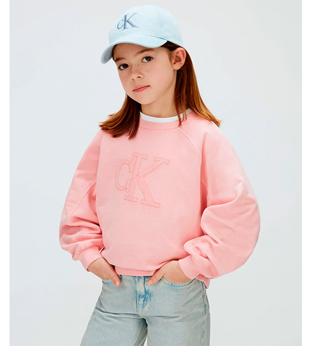 Sudadera Calvin Klein Logo Niña Rosa