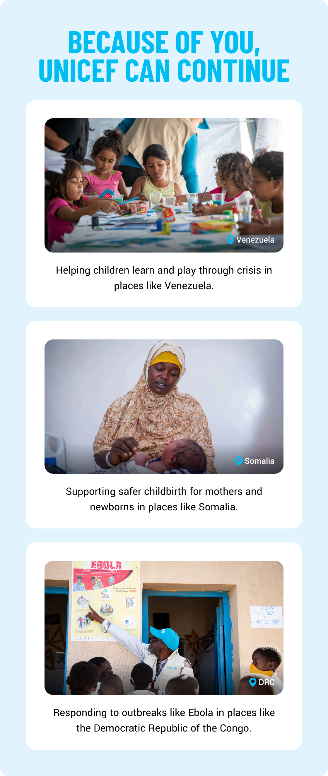 Your donations can help children through nutrition, vaccination and learning. Select the SEND 5X THE SUPPORT CTA button to help and donate