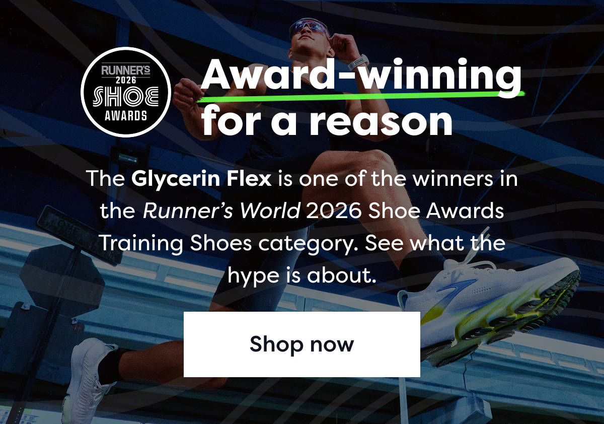 Award-winning for a reason | The Glycerin Flex is one of the winners in the Runner's World 2026 Shoe Awards Training Shoes category. See what the hype is about. | Shop now