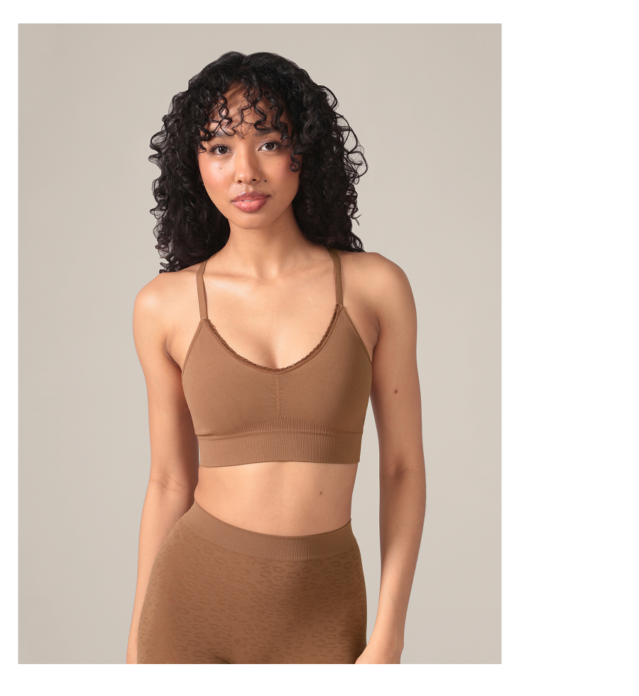 Bralette sans coutures motif léopard - Café