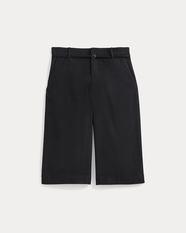 Image | Long Tailored Short in Stretch Linen | Black