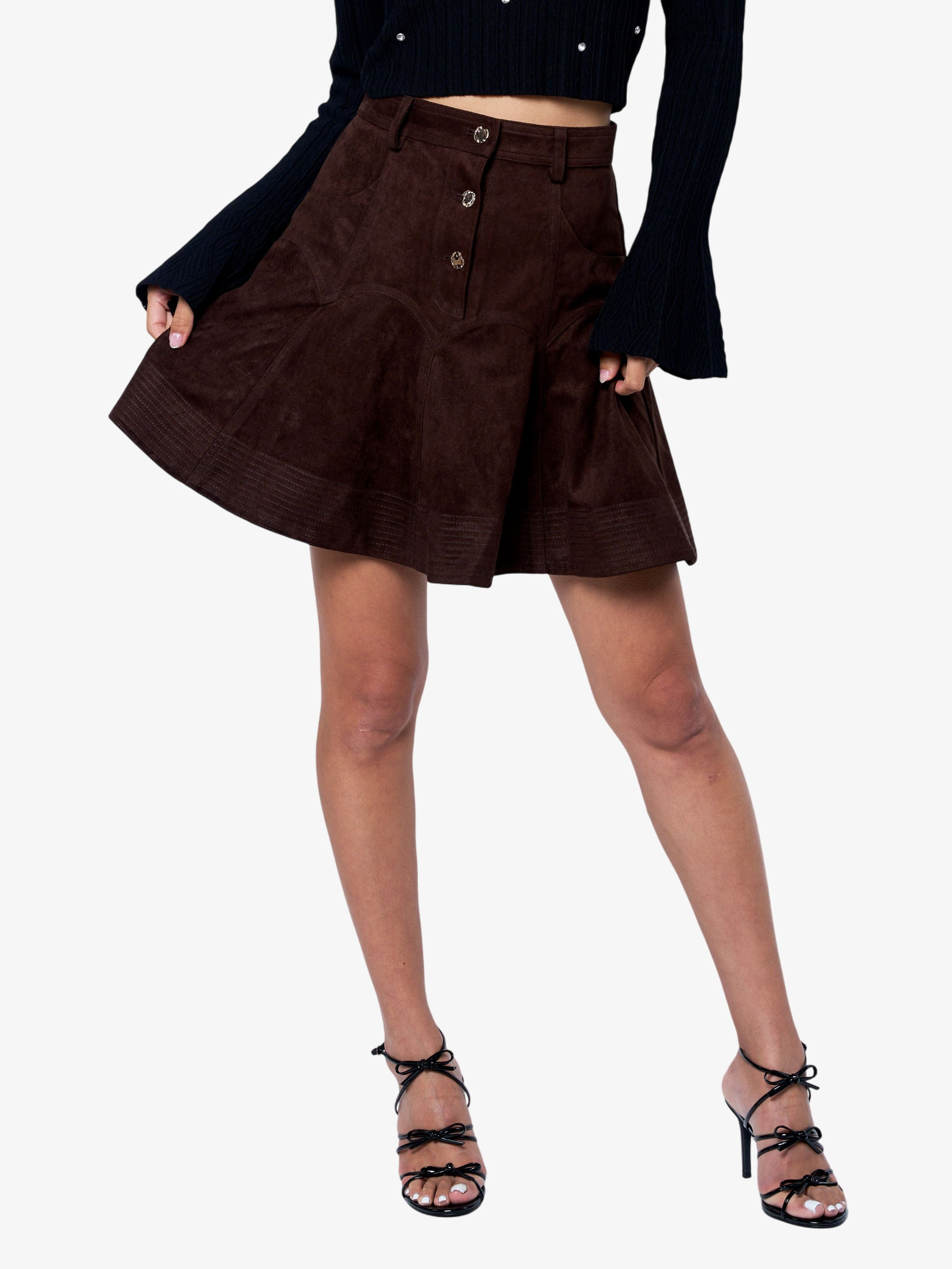 Image of Tiffany High Waisted Fauz Suede Skirt