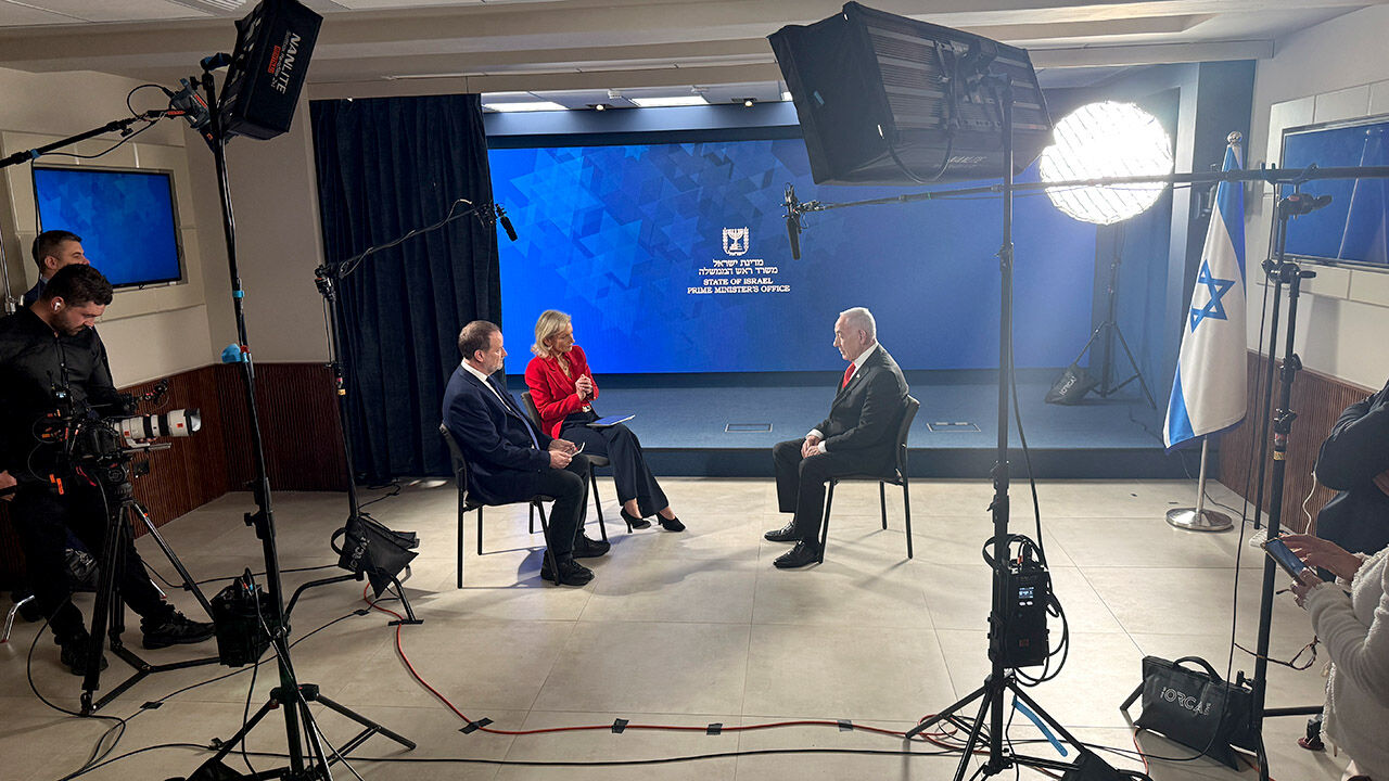 Israeli Prime Minister Binyamin Netanyahu being interviewed for The Economist by Editor in Chief Zanny Mintoe Bedoes and Deputy Editor Ed Carr