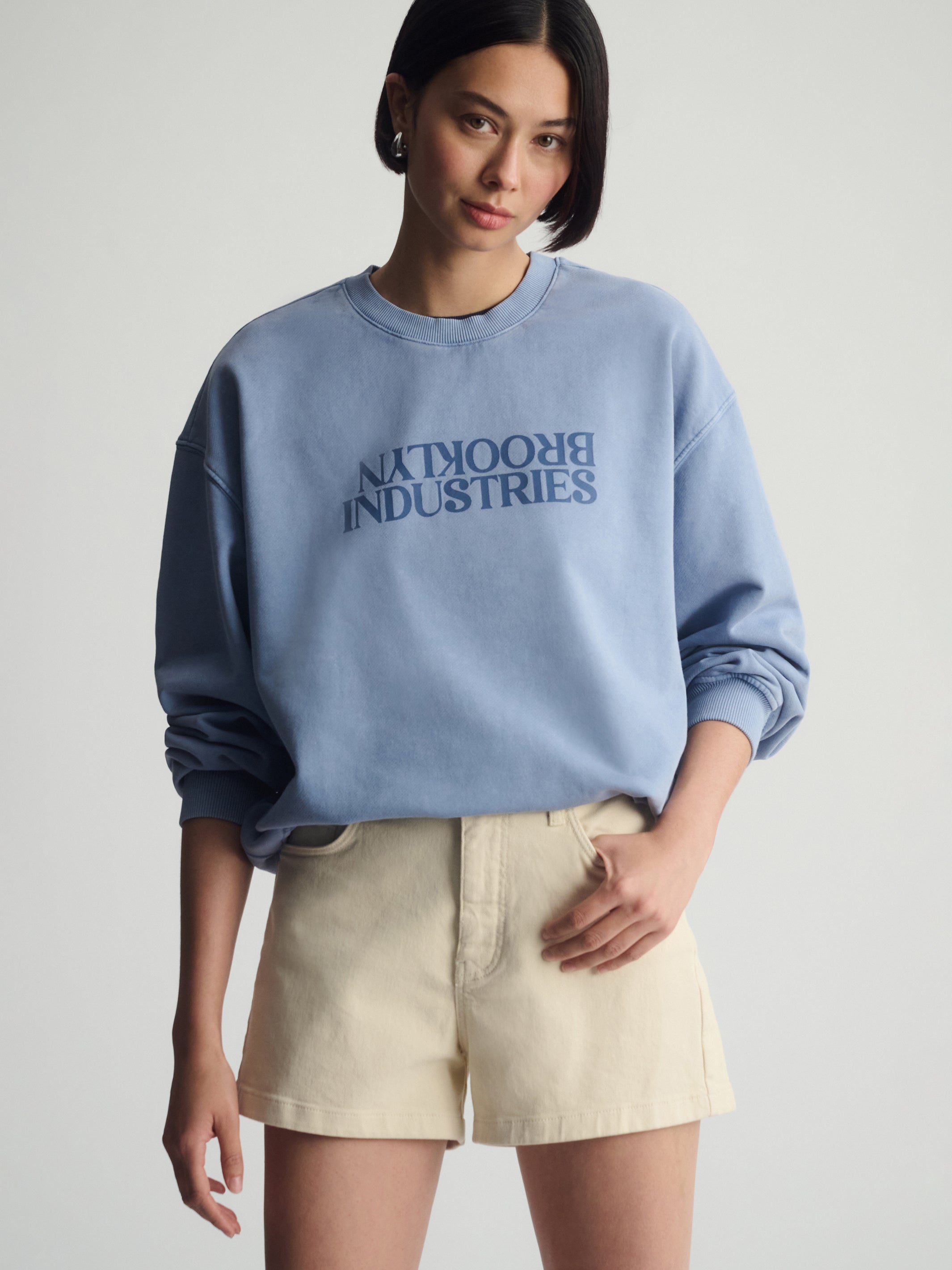 Image of Women's Brooklyn Loose Crew Neck Sweatshirt In Bijou Blue